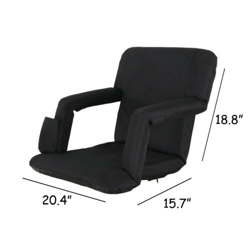 Football Stadium Seat Chair, Reclining Bleacher Seat 5 Assorted Positions, Black
