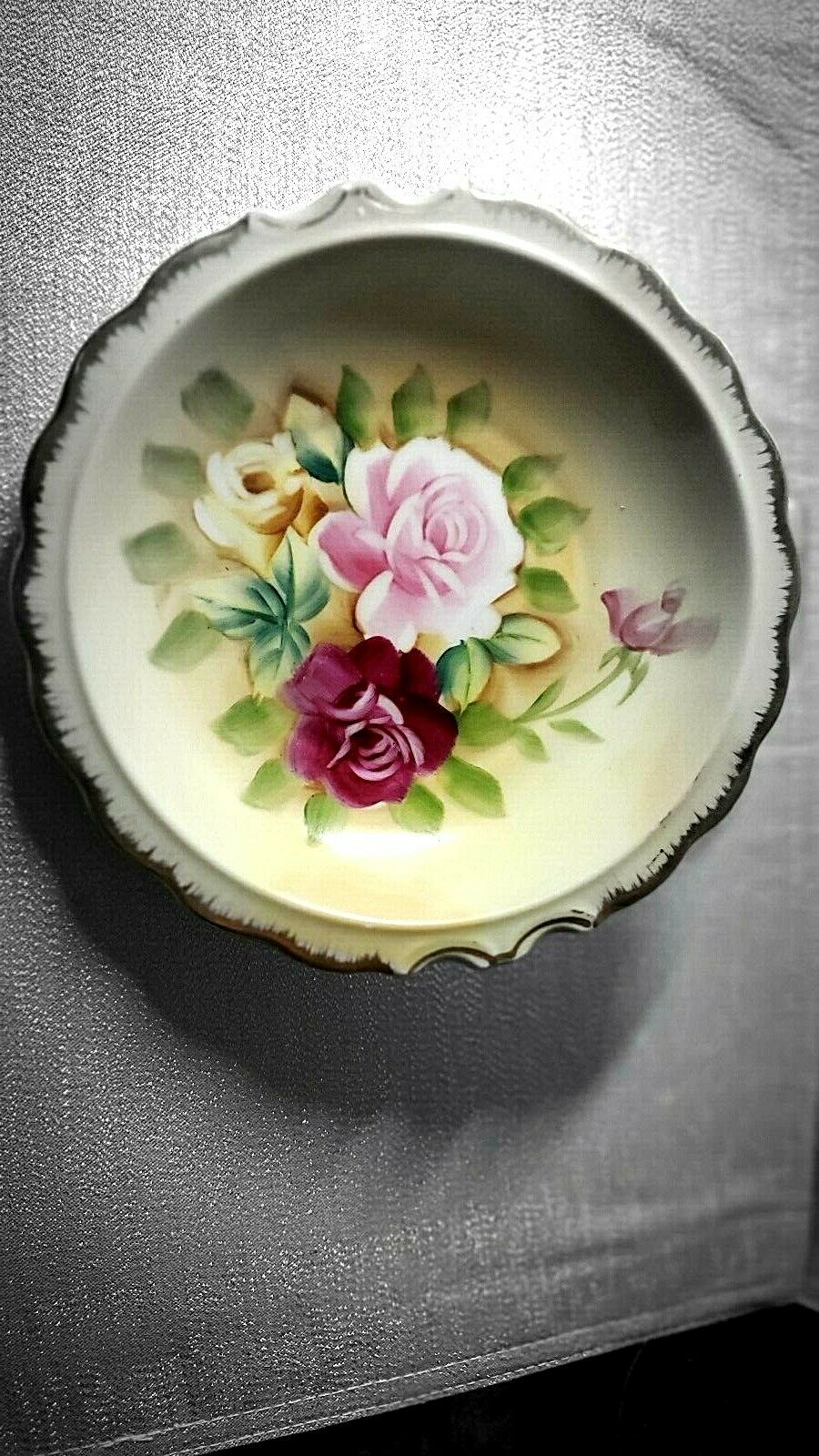 Lovely Vintage Handpainted "roses" Candy Dish/bowl