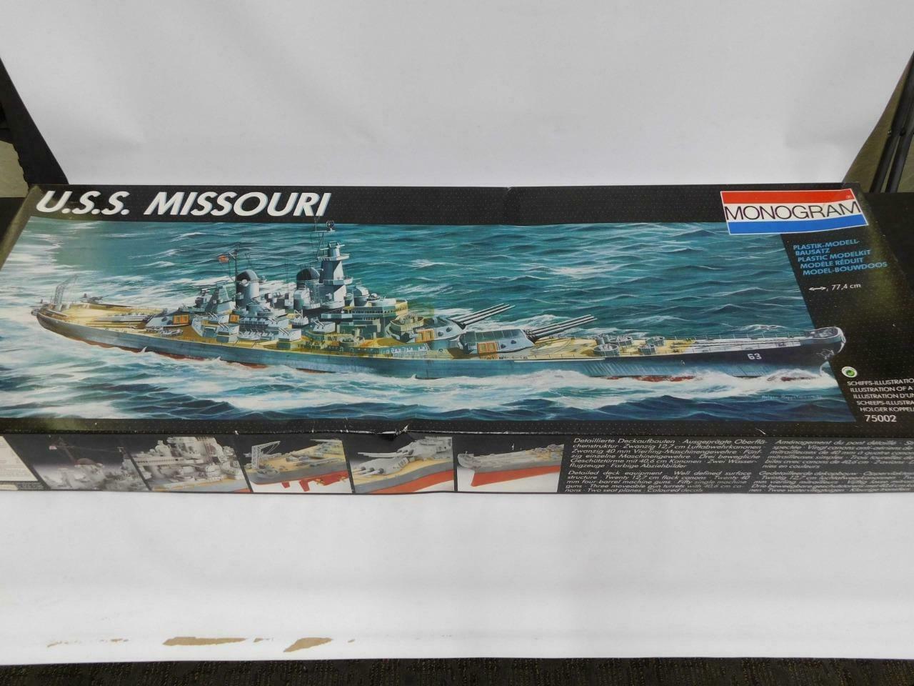 1/350 Monogram Uss Missouri Wwii Battleship Plastic Model Kit Complete 75002