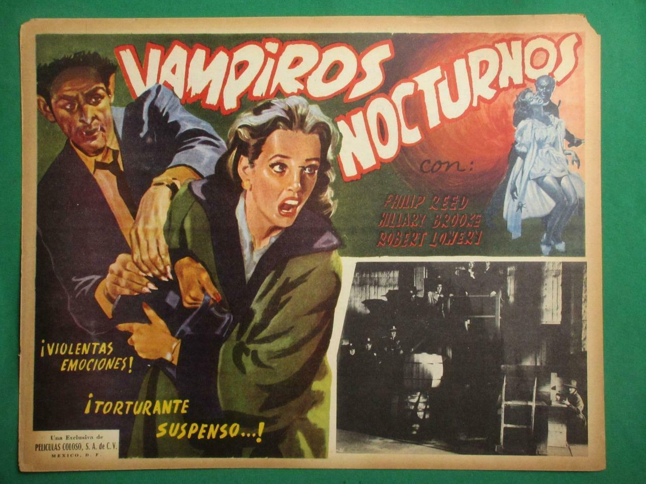 Robert Lowery Vampiros Nocturnos Woman Scared Amazing Art Mexican Lobby Card 8