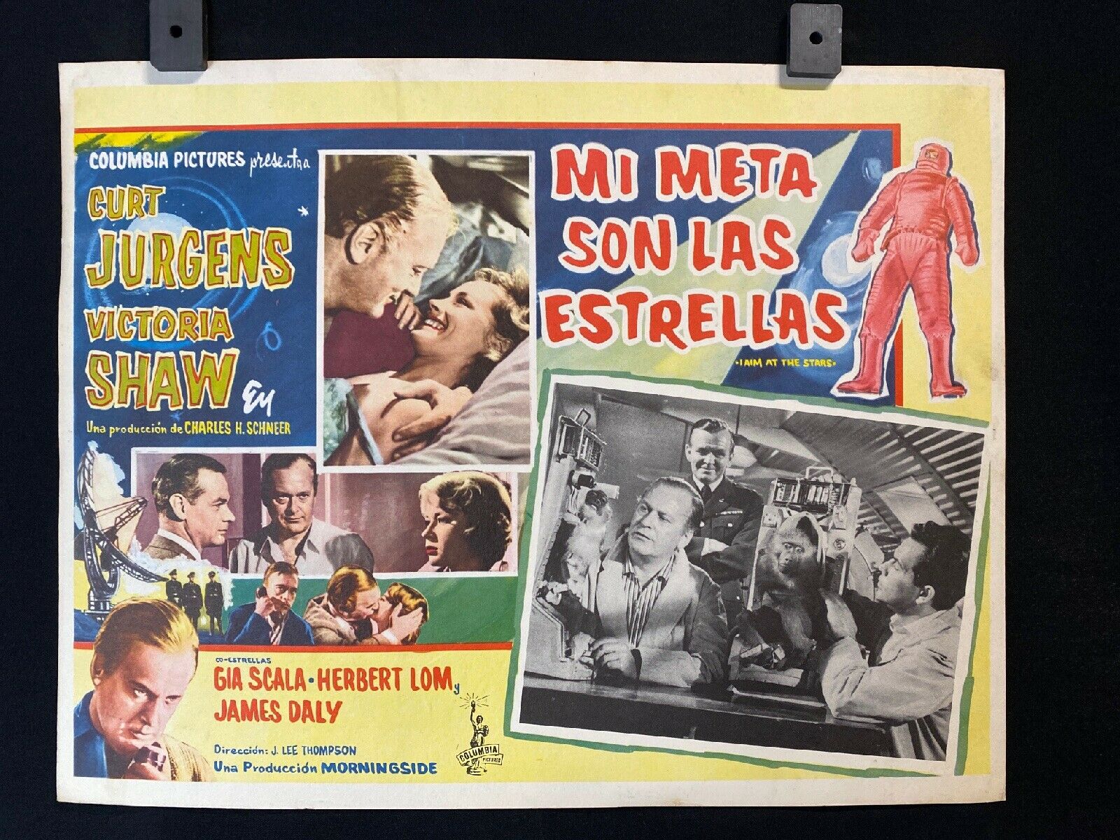 1960 Curt Jurgens I Aim At The Stars Original Mexican Lobby Card 14"x11"