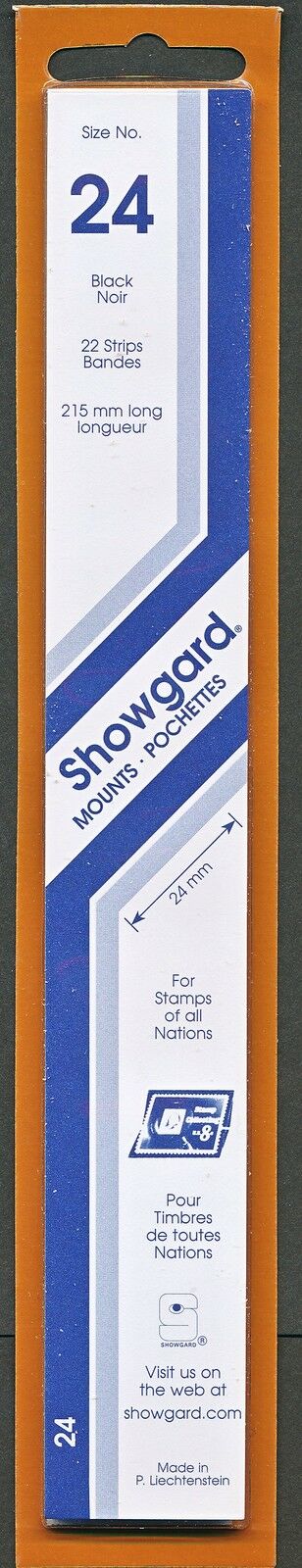 Showgard Stamp Mount Size 24/215mm - Black (pack Of 22) (24x215  24mm)  Strip