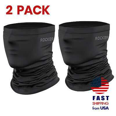 [2 Pack] Rockbros Neck Gaiter Black Face Mask Breathable Cool Sports Balaclava