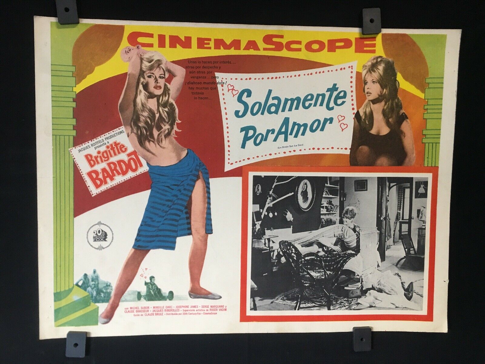 1961 Please, Not Now! Brigitte Bardot  Authentic Mexican Lobby Card~17"x13"